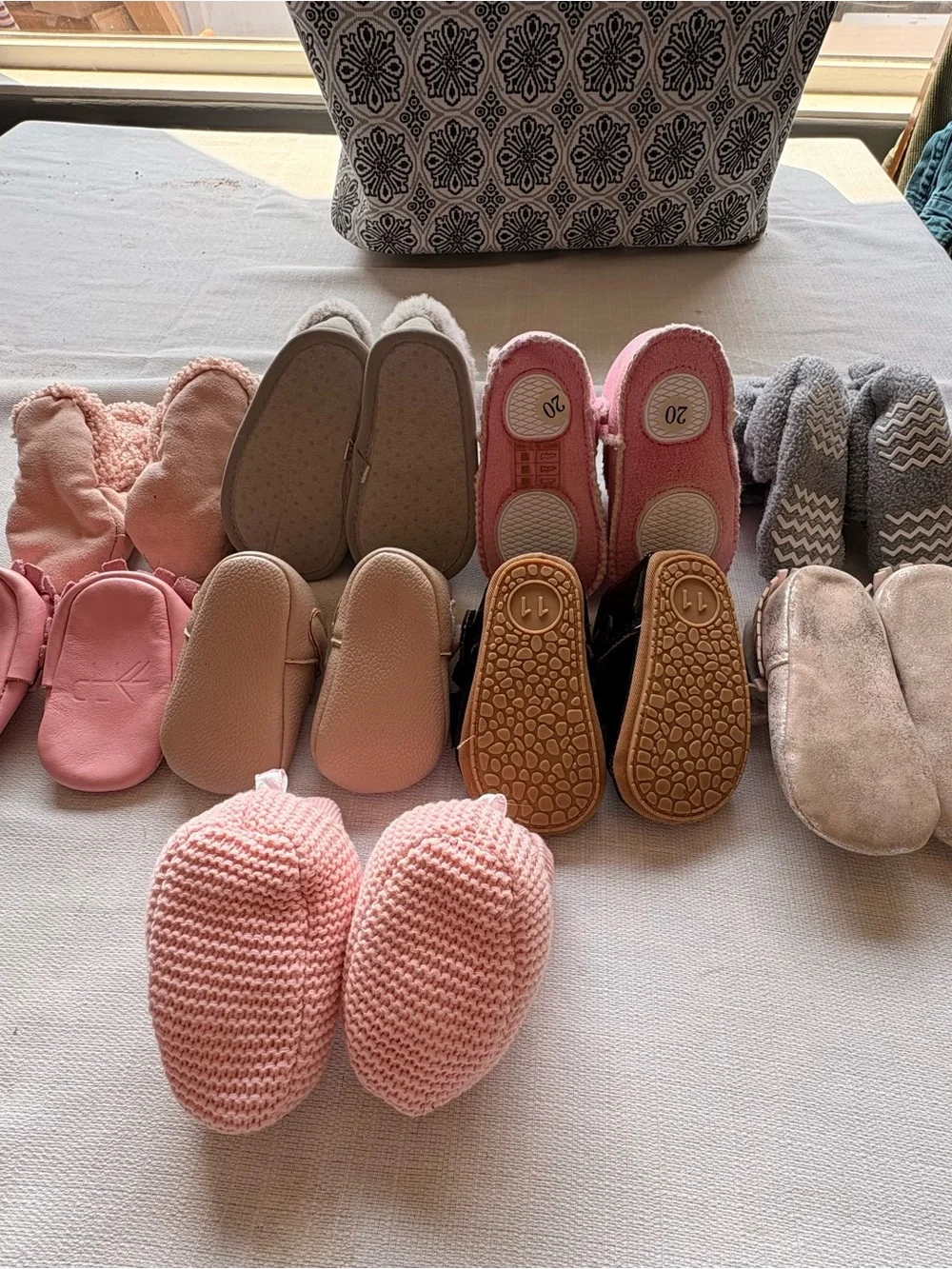 9-Pair Infant Toddler Girls Shoe Lot Boots Moccasins Slippers Mary Janes